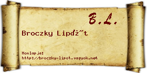 Broczky Lipót névjegykártya